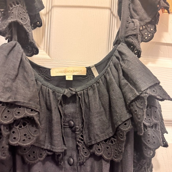 Loveshackfancy marina black eyelet ruffle mini dress - Picture 3 of 4